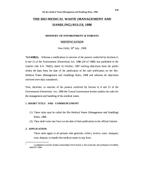 THE Bio-Medical Waste (Management and Handling) Rules, 1998