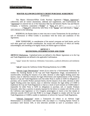 MASTER ALLOWANCE/OFFSET CREDIT PURCHASE AGREEMENT