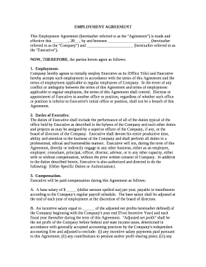 This Employment Agreement (hereinafter referred to as the "Agreement") is made and effective this , 20 , by and between (hereinafter referred to as the "Company") and (hereinafter referred to as the