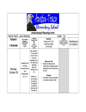 Instructional Planning Form