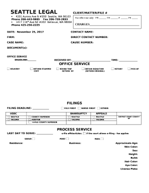 SEATTLE LEGALCLIENT/MATTER/FILE #