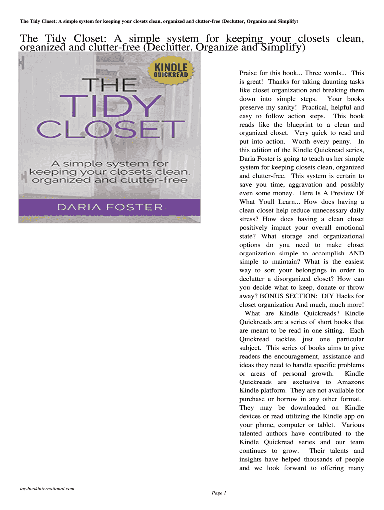 Fillable Online The Tidy Closet: A simple system for keeping your