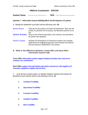 Midterm Examination ISM 058