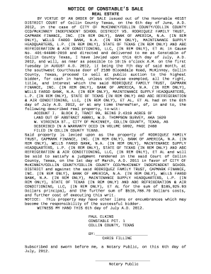 NOTICE OF CONSTABLES SALE