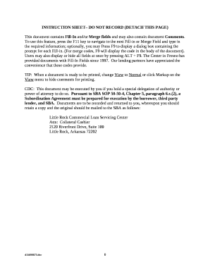 (2), a Subordination Agreement must be prepared for execution by the borrower, third party lender, and SBA