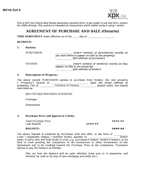 This is NOT the Ontario Real Estate Association standard Doc Template ...