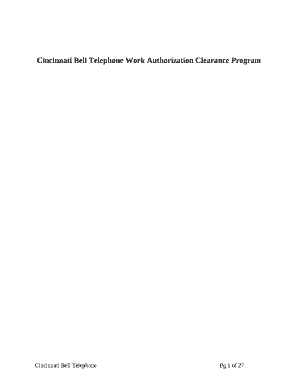 Cincinnati Bell Telephone Work Authorization Clearance Program