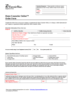 Complete this Order Form to set up your company or organization for Home Counselor Online, or to change, or delete information for your company or organization already registered for Home Counselor Online