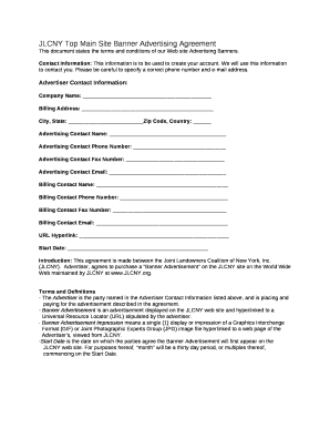JLCNY Top Main Site Banner Advertising Agreement