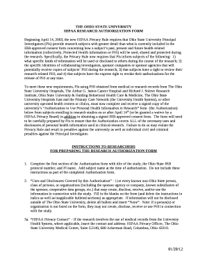 Beginning April 14, 2003, the new HIPAA Privacy Rule requires that Ohio State University Principal Investigators (PIs) provide research subjects with greater detail than what is currently included in the IRB-approved consent form concerning