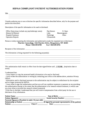 I hereby authorize you to use or disclose the specific information described below, only for the purpose and parties also described