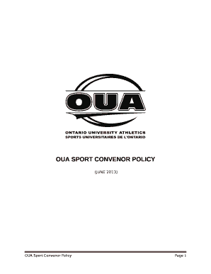 OUA SPORT CONVENOR POLICY