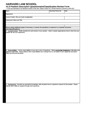 HLS Position Description Questionnaire/Classification Review Form