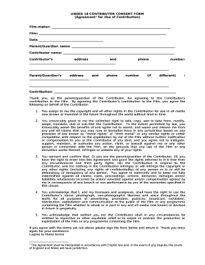 UNDER 18 CONTRIBUTOR CONSENT FORM