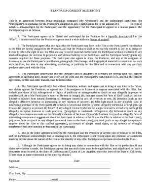 This is an agreement between your production company (the Producer) and the undersigned participant (the Participant)