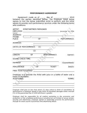 Agreement made as of day of , 2010 between the parties identified bellow