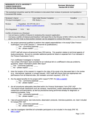 Reviewer Worksheet