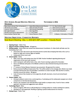 Project Meeting Minutes Template - Our Lady of the Lake School