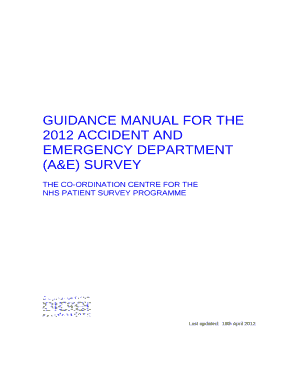 Guidance Manual for THE 2012 Accident and Emergency Department (A&E) Survey