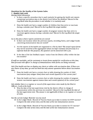 Questions for the Quality of the System Index