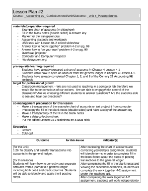 Course: Accounting 10 Curriculum Mod/Unit/Outcome: Unit 4Posting Entries