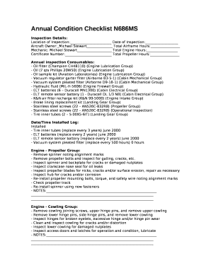 Annual Condition Checklist N686MS