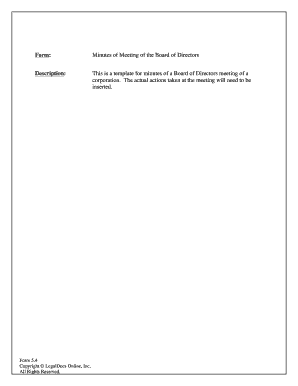 corporate board minutes template