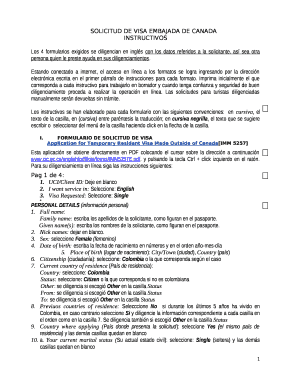 Los 4 formularios exigidos se diligencian en ingls con los datos referidos a la solicitante, as sea otra persona quien le preste ayuda en sus diligenciamientos