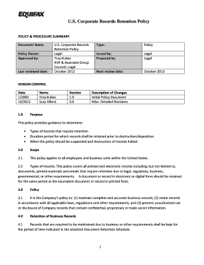 Corporate Records Retention Policy