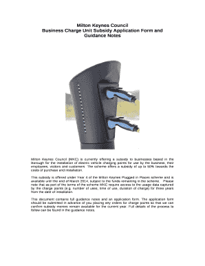 Business Charge Unit Subsidy Application Form and Guidance Notes