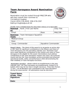 Team Aerospace Award Nomination Form