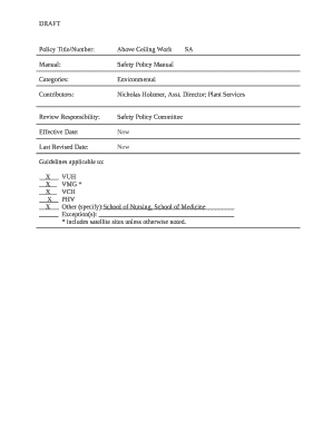 Policy Title/Number:Above Ceiling WorkSA