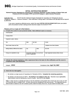 National Emission Standards for Hazardous Air Pollutants (NESHAP): Surface Coating of Plastic Parts and Products 40 CFR 63 Subpart PPPP and 40 CFR Subpart A, 63