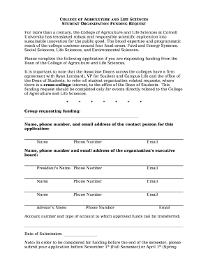 Student Organization Funding Request