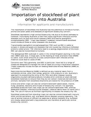 Importation of stockfeed of plant origin into Australia