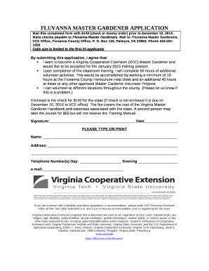 FLUVANNA MASTER GARDENER APPLICATION