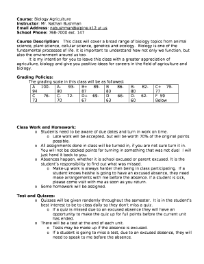 Course: Biology Agriculture