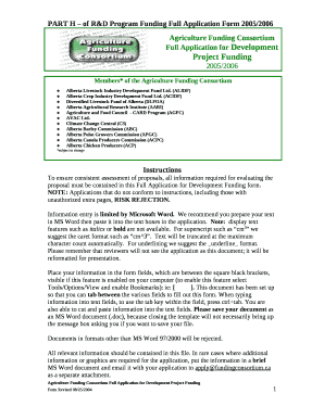 PART H of R&D Program Funding Full Application Form 2005/2006