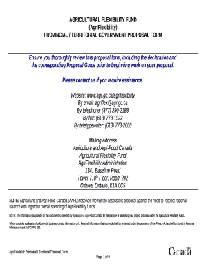 PROVINCIAL / TERRITORIAL GOVERNMENT PROPOSAL FORM