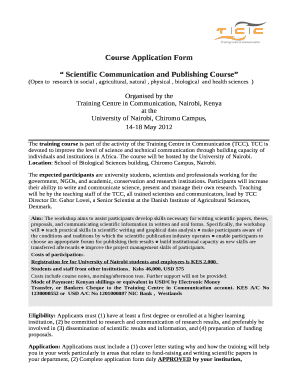 Course Application Form - University of Nairobi