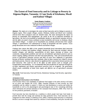 The Extent of Food Insecurity and its Linkage to Poverty in Kigoma Region, Tanzania: A Case Study of Kitahama, Mwali and Kalinzi Villages