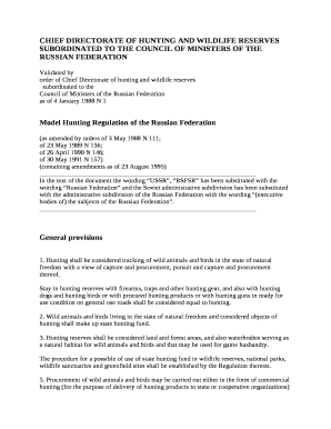 CHIEF DIRECTORATE OF HUNTING AND WILDLIFE RESERVES SUBORDINATED TO THE COUNCIL OF MINISTERS OF THE RUSSIAN FEDERATION