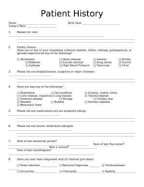 Have you or any of your immediate relatives (mother, father, siblings, grandparents, orspouse) experienced any of the following