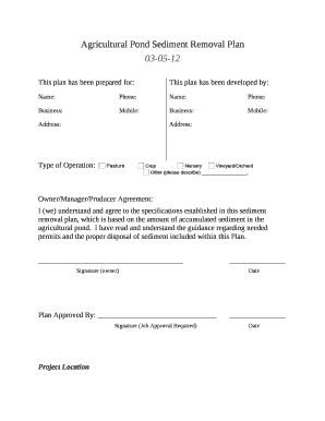 Agricultural Pond Sediment Removal Plan