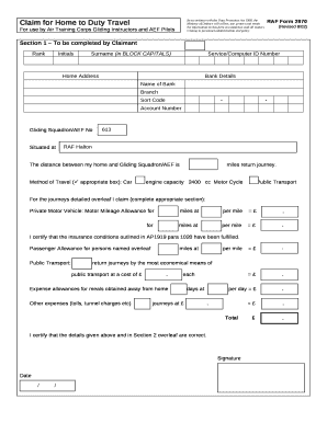 Claim for Home to Duty Travel