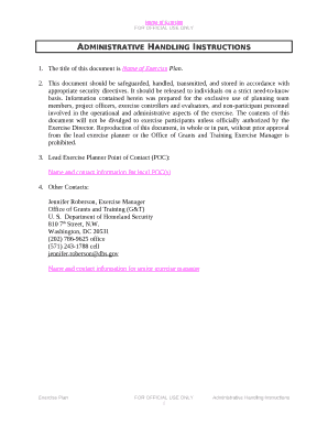 Administrative Handling Instructions