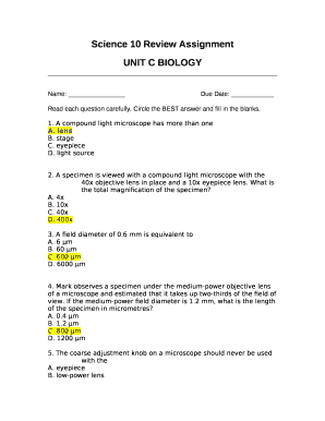 Science 10 Review Assignment