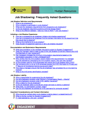 Fillable Online Job Shadowing: Frequently Asked Questions Fax Email Print - pdfFiller