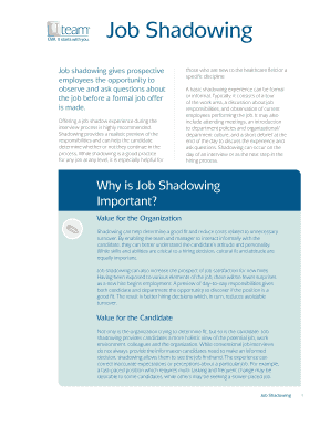 Fillable Online Job shadowing gives prospective Fax Email Print - pdfFiller