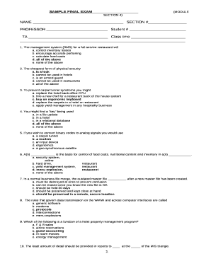 SAMPLE FINAL EXAM(MODULE SECTION 4)